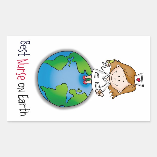 Sticker Rectangulaire Meilleure infirmière sur Terre - Journée des infir (Devant)