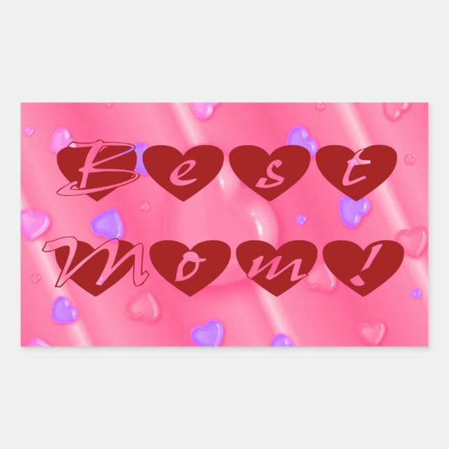 Sticker Rectangulaire Meilleure maman en Hearts (Devant)