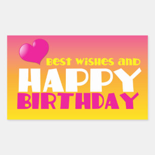 Sticker Rectangulaire Meilleurs voeux et JOYEUX anniversaire ! mignon !