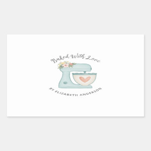 Sticker Rectangulaire Mélange De Gâteau Cuisiné Avec Baguette Rectangula