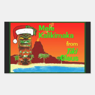 Sticker Rectangulaire Mele Kalikimaka de Tiki Claus