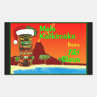 Sticker Rectangulaire Mele Kalikimaka de Tiki Claus