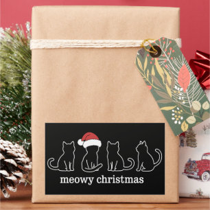 Sticker Rectangulaire Meowy Catmas Chat Noël Mignon Chat Chats Santa