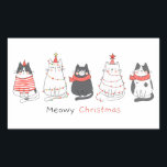 Sticker Rectangulaire Meowy Christmas Cats<br><div class="desc">Purrrrr-fect pour les amateurs de petits ! Adorable petite culotte enveloppée de lumières de Noël. Le texte dit "Meowy Christmas".</div>