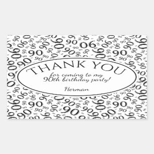 Sticker Rectangulaire Merci - 90e Motif numérique noir et blanc