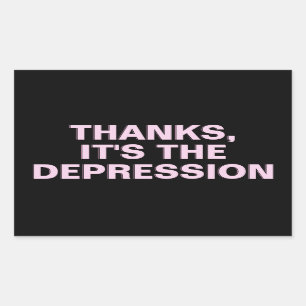 Sticker Rectangulaire Merci C'est le Slogan Sarcastique rose de la dépre