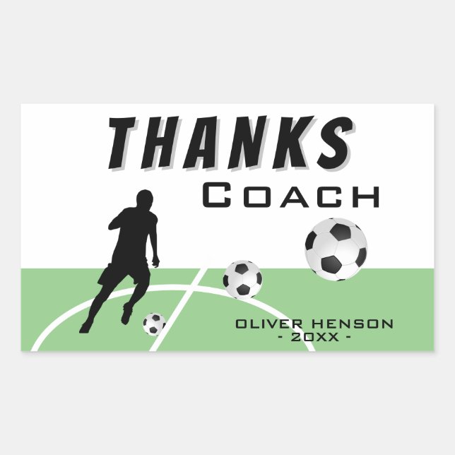 Sticker Rectangulaire Merci Coach Soccer Player Merci (Devant)