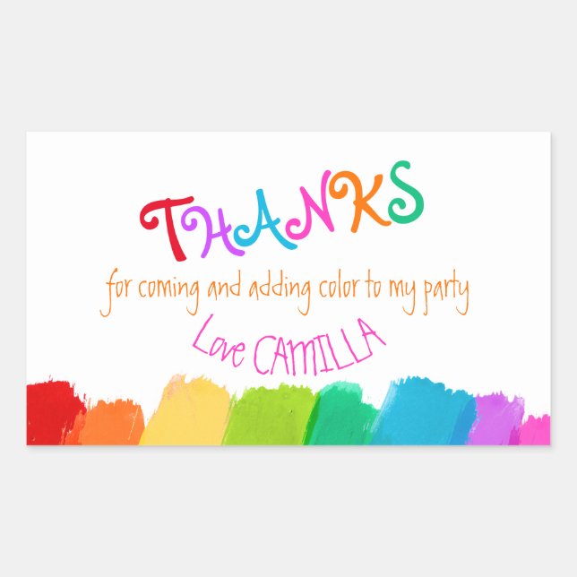 Sticker Rectangulaire Merci de venir à la fête artistique collants de pe (Devant)