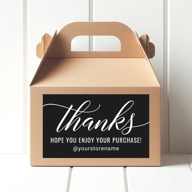 Sticker Rectangulaire Merci de votre achat avec un script noir moderne (Créateur téléchargé)