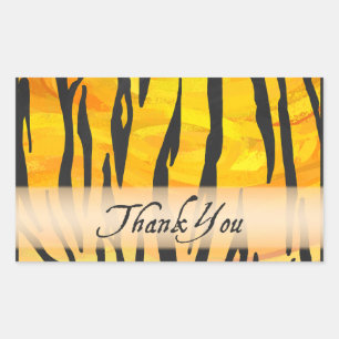 Sticker Rectangulaire Merci en bande de tigre sauvage