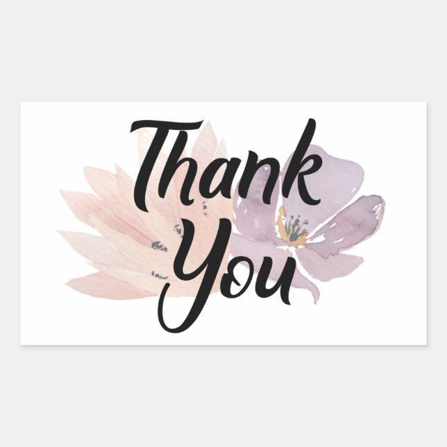 Sticker Rectangulaire Merci Favor Floral (Devant)