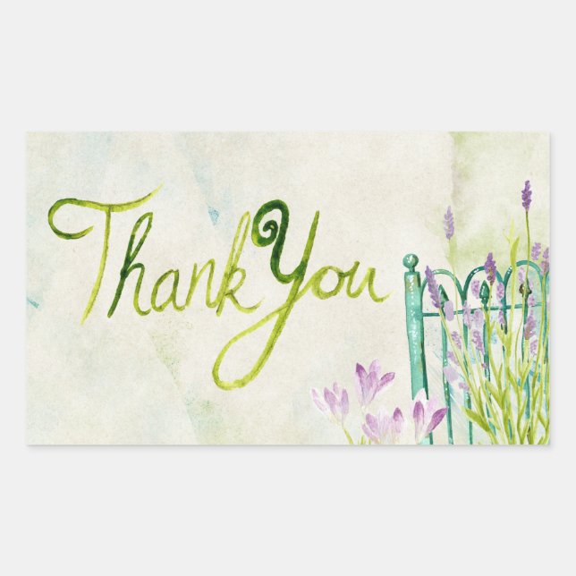 Sticker Rectangulaire Merci Lavande aquarelle (Devant)
