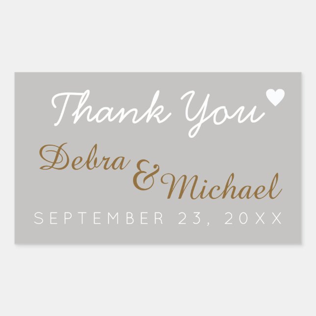 Sticker Rectangulaire merci, mariage (Devant)