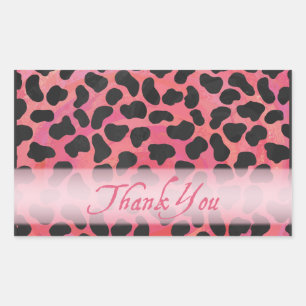 Sticker Rectangulaire Merci Motif de Dalmatie rose et noir