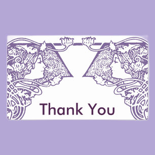 Sticker Rectangulaire Merci personnalisable Art Nouveau Ladies