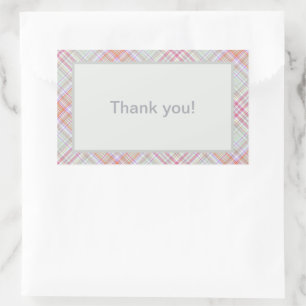 Sticker Rectangulaire Merci personnalisé rose 'n vert plaid