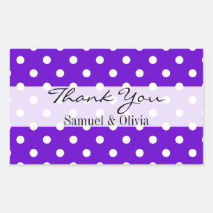 Sticker Rectangulaire Merci Pointé Polka Personnalisé Rectangle Violet