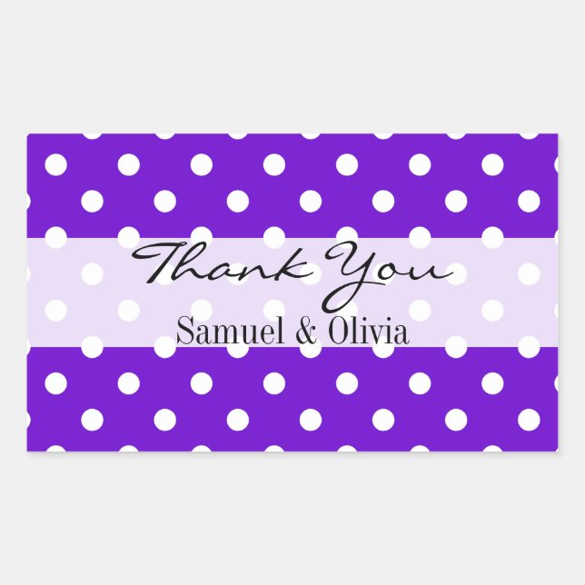 Sticker Rectangulaire Merci Pointé Polka Personnalisé Rectangle Violet (Devant)