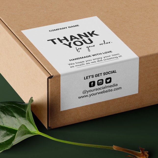 Sticker Rectangulaire Merci Pour L'Achat D'Emballage Mode D'Expédition (Créateur téléchargé)