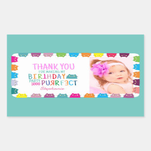 Sticker Rectangulaire Merci pour l'anniversaire de la fille photo