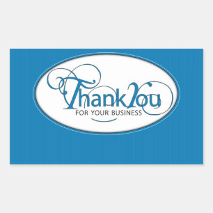 Sticker Rectangulaire Merci Pour Les Affaires, Script Bleu
