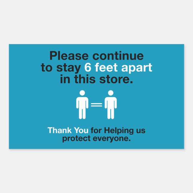 Sticker Rectangulaire Merci Pour Pratiquer La Distance Sociale (Devant)