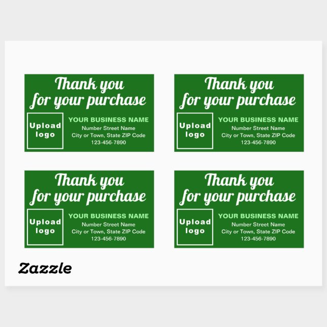 Sticker Rectangulaire Merci pour votre achat sur vert (Feuille)