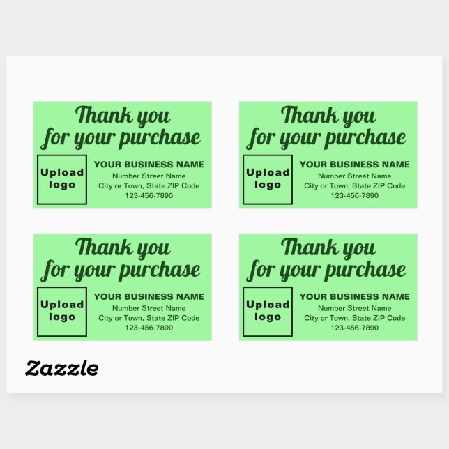 Sticker Rectangulaire Merci pour votre achat sur vert clair (Feuille)