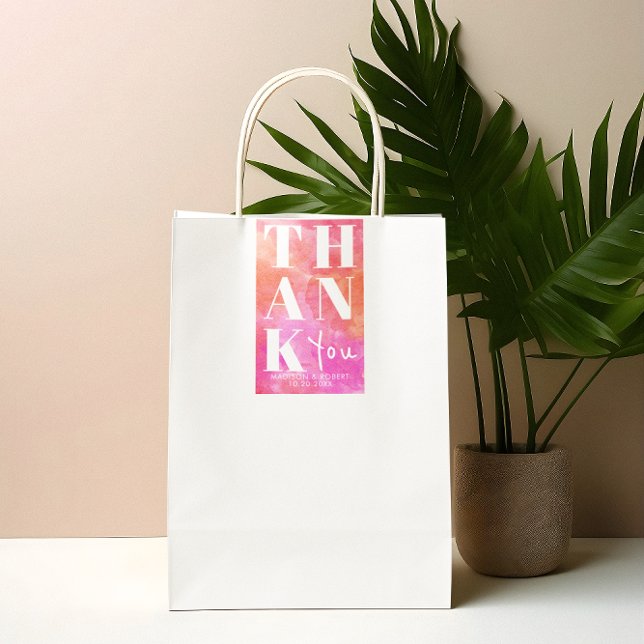 Sticker Rectangulaire Merci rose et orange gras Favoriser mariage (Créateur téléchargé)