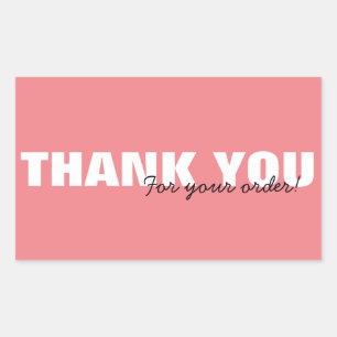 Sticker Rectangulaire Merci rose moderne pour votre commande Home Busine