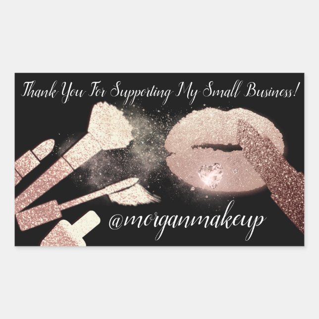 Sticker Rectangulaire Merci Support Petites entreprises Maquillage Lips  (Devant)
