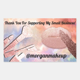 Sticker Rectangulaire Merci Support Rose de maquillage professionnel Blu
