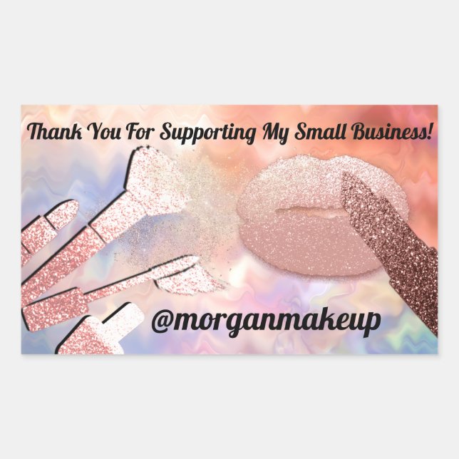 Sticker Rectangulaire Merci Support Rose de maquillage professionnel Blu (Devant)