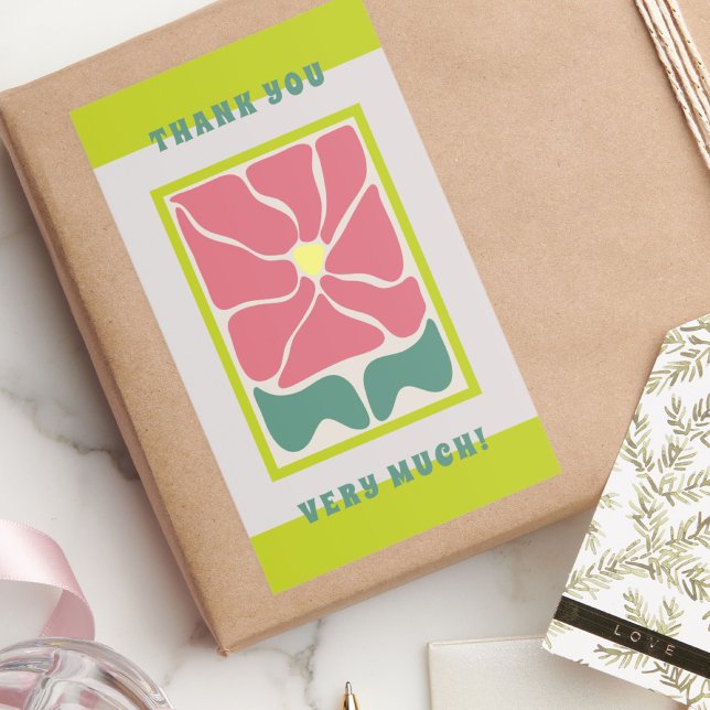 Sticker Rectangulaire Merci vert Vintage rétro (Créateur téléchargé)