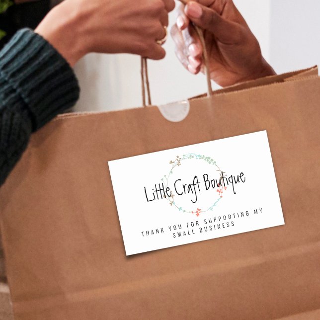 Sticker Rectangulaire Merci Wreath Pour Aider Ma Petite Entreprise (Wreath Thank You For Supporting My Small Business Rectangular Sticker)