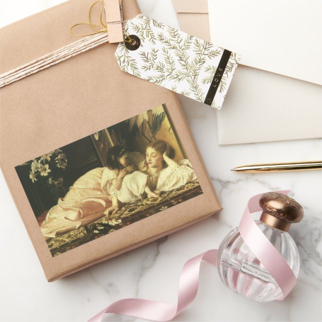 Sticker Rectangulaire Mère et Enfant (alias Cerises) de Lord Leighton (Cadeaux)