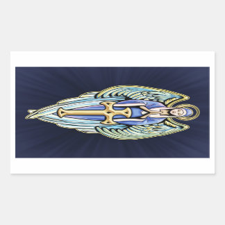 Sticker Rectangulaire Mère Mary Guardian Angel Cross Design
