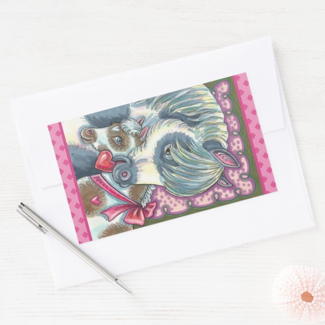 STICKER RECTANGULAIRE MÈRE PONY & SA MORTE VALENTINE FILLY, CHEVAL (Enveloppe)