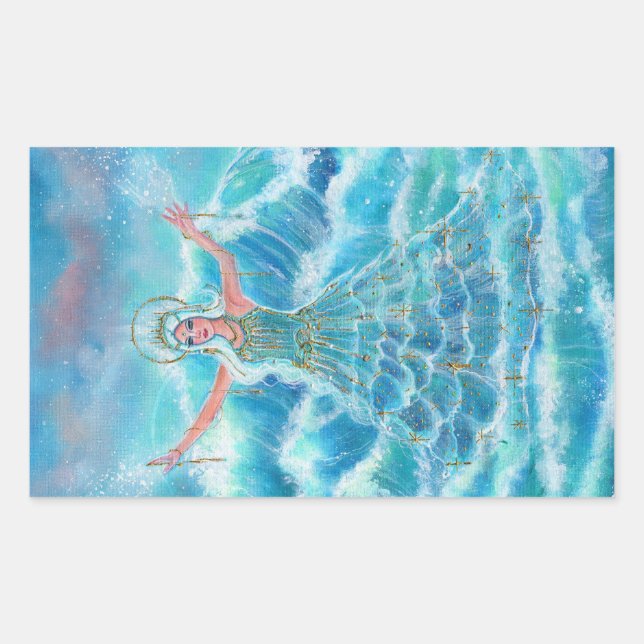 Sticker Rectangulaire Mermaid art nymphe marine par Renee Lavoie (Devant)