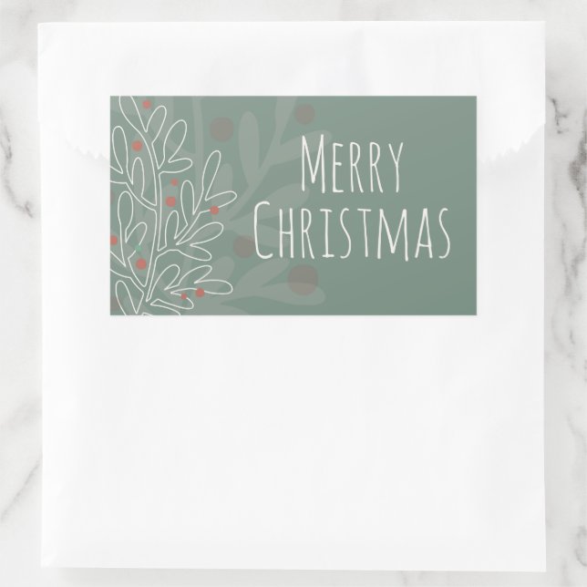Sticker Rectangulaire Merry Christmas green abstract mistletoe (Sac)