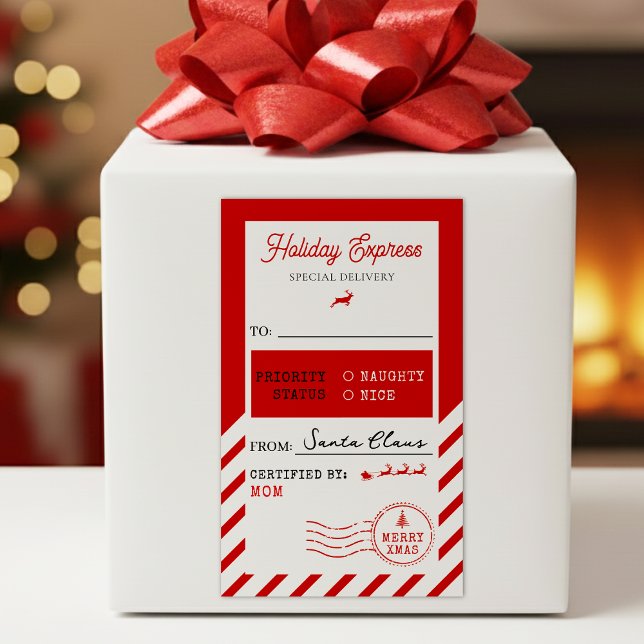 Sticker Rectangulaire Merry Christmas Holiday Express Mail To From (Merry Christmas Holiday Express Mail To From Rectangular Sticker
)