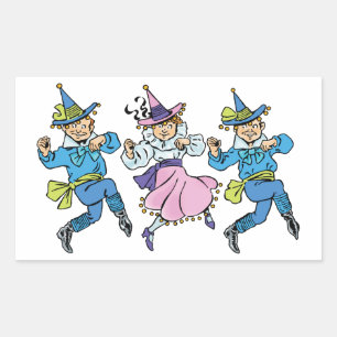 Sticker Rectangulaire Merveilleux Magicien d'Oz, Mignons Munchkins Danse