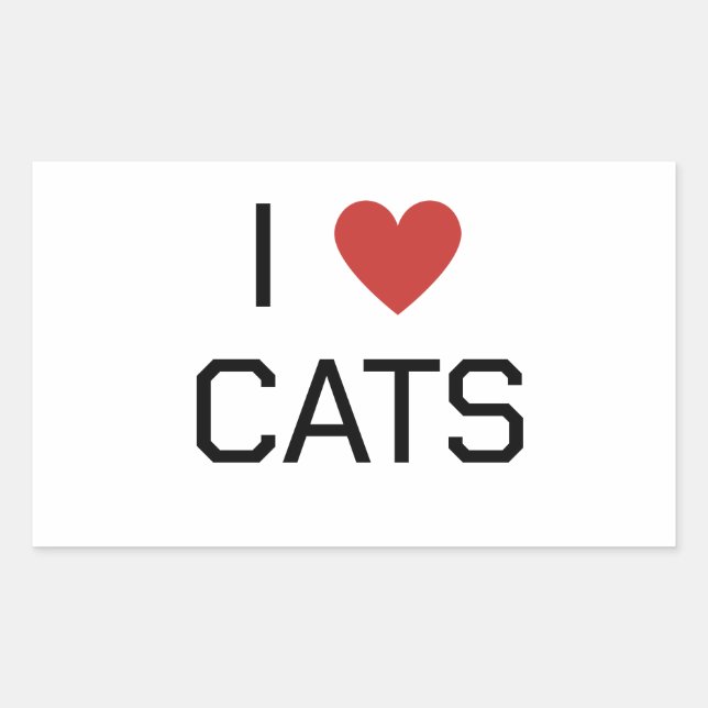 Sticker Rectangulaire Message I Heart Cats (Devant)