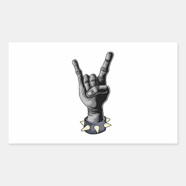 Sticker Rectangulaire Metal Hand Devil Horns Heavy metal (Devant)