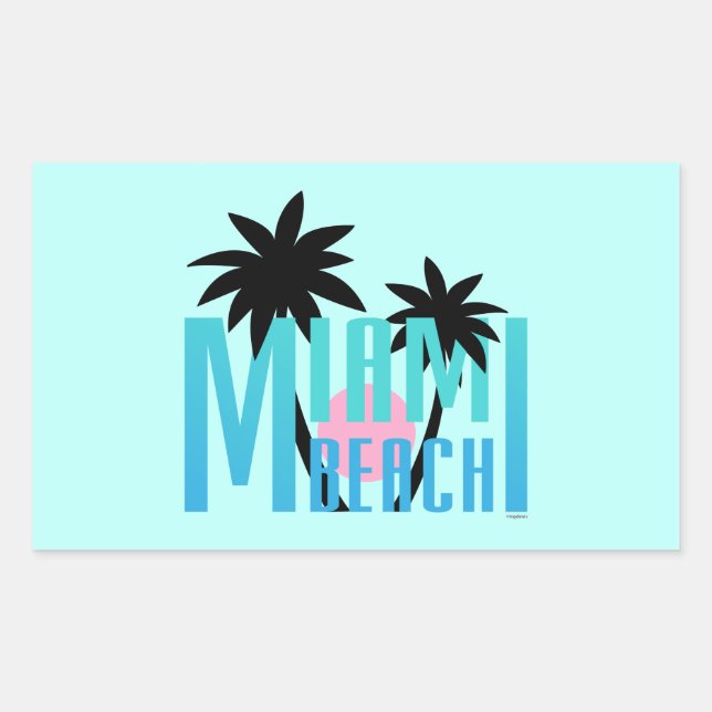 Sticker Rectangulaire Miami-Beach-Floride-Typographie (Devant)