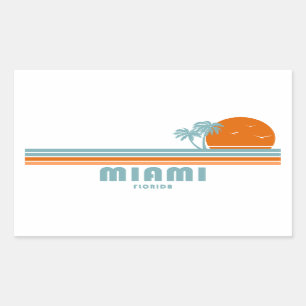Sticker Rectangulaire Miami Floride Sun Palm Trees