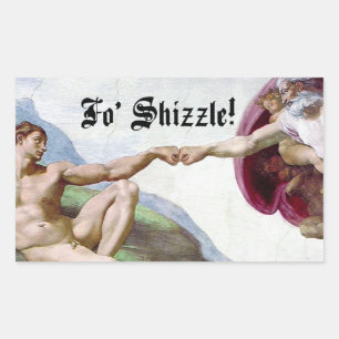 Sticker Rectangulaire Michelangelo Création De L'Homme Check De La Main 
