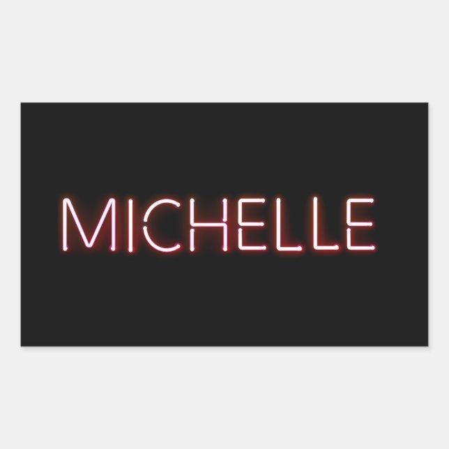 Sticker Rectangulaire Michelle nom dans lumière néon brillante nouveauté (Devant)