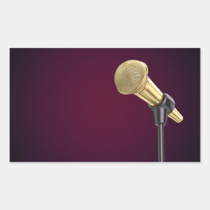 Sticker Rectangulaire Microphone audio d'or