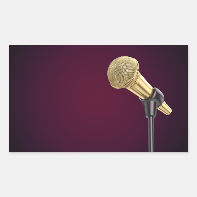 Sticker Rectangulaire Microphone audio d'or (Devant)